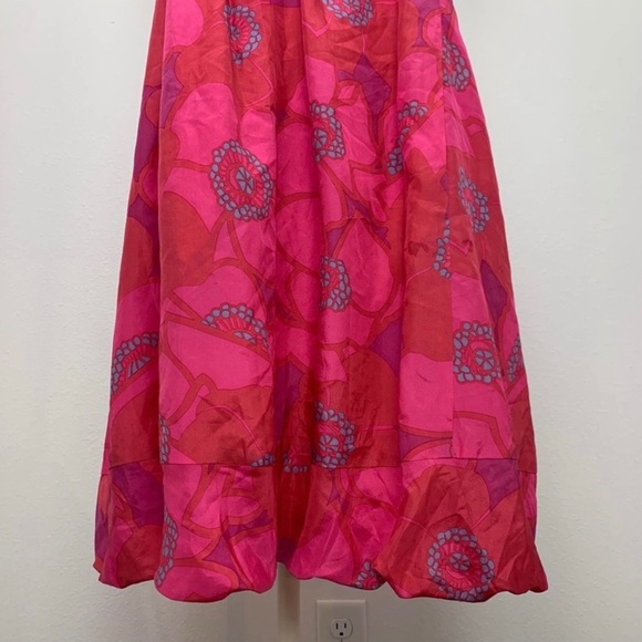 Marc Jacobs Women’s Sz 10 Tulip Bubble Dress Tie Straps Pink Y2K Vtg 100% Silk - Picture 4 of 9